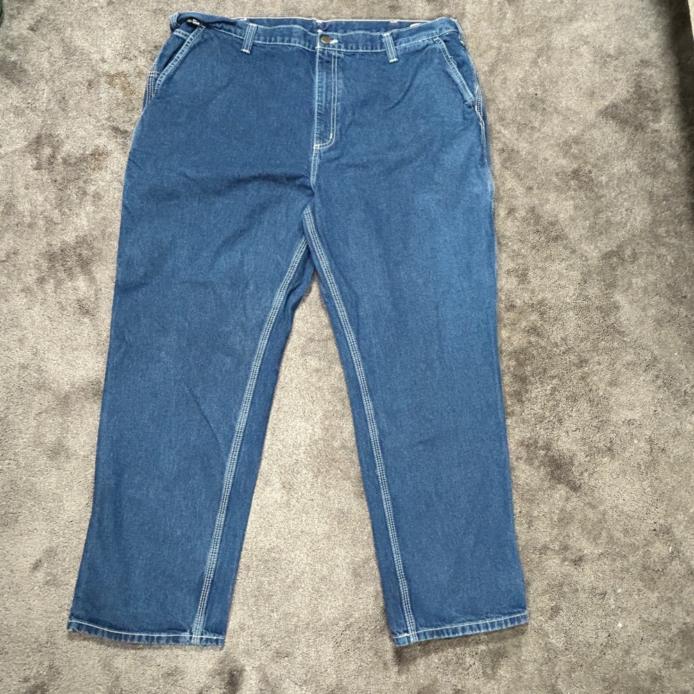 Carhartt FR Denim Work Pants Mens 44x30 Blue Solid Flame Resistant Dungarees